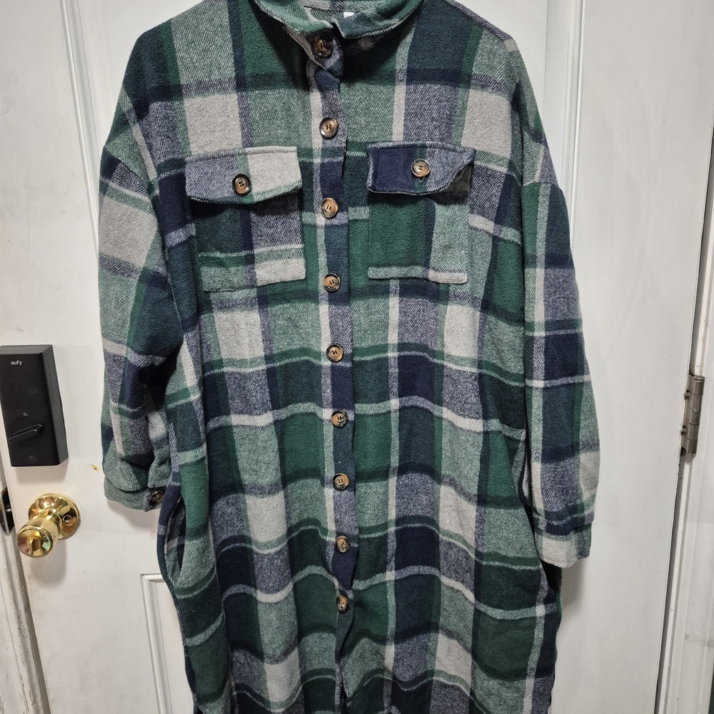 Plaid Button-Up Women's Coat